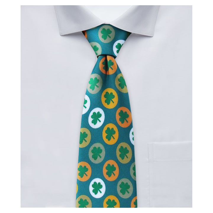 St. Patrick's Shamrock Circles Clip-On Tie