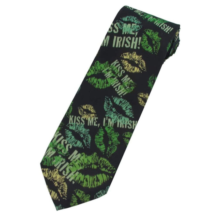 St. Patrick's Kiss Me I'm Irish Lips Tie - Black