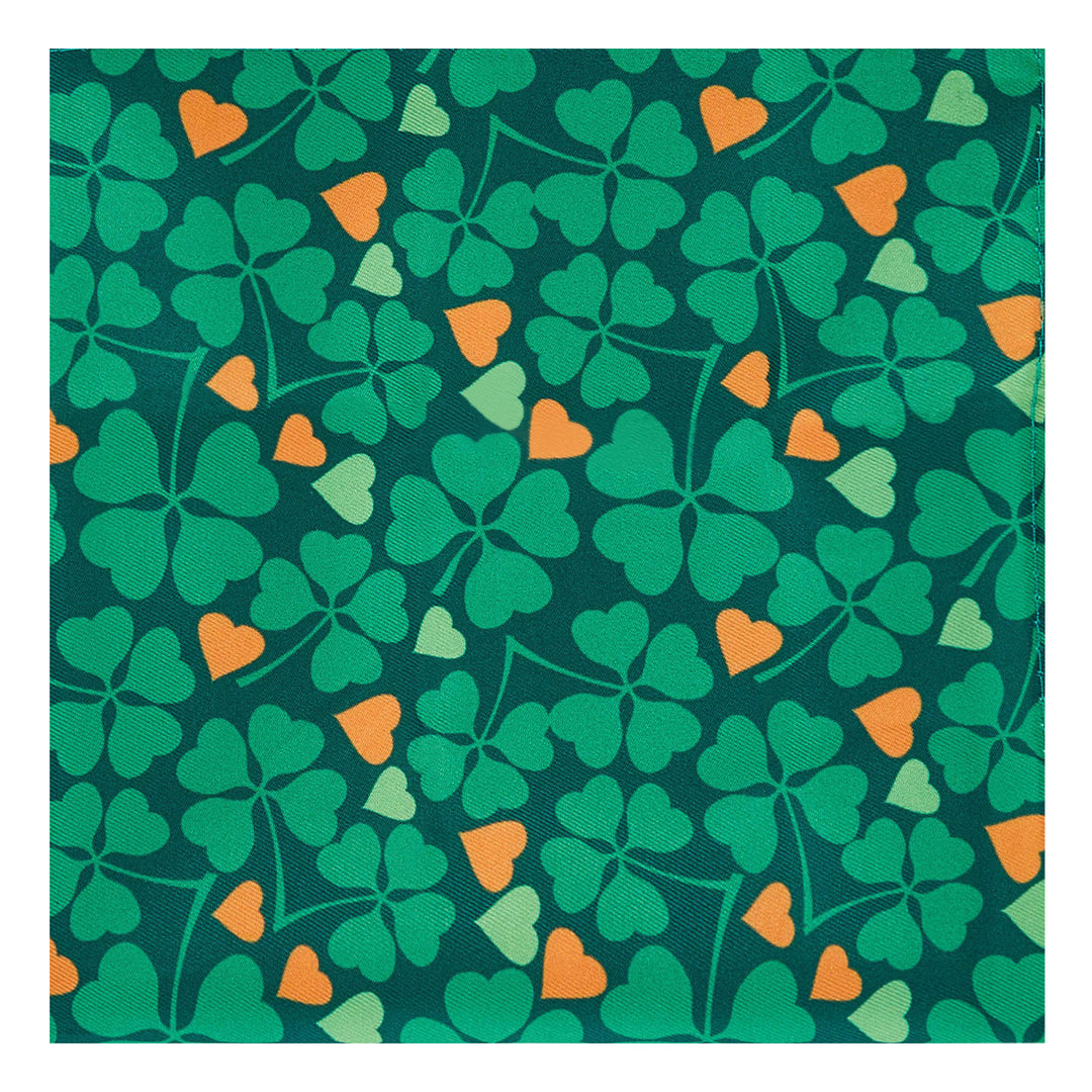 St. Patrick's Four-Leaf Clover Hearts Pocket Square