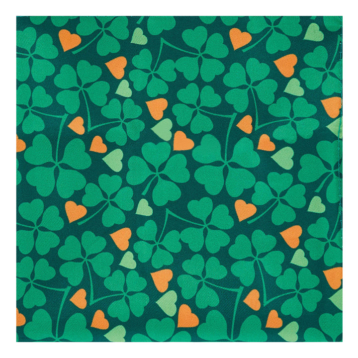 St. Patrick's Four-Leaf Clover Hearts Pocket Square