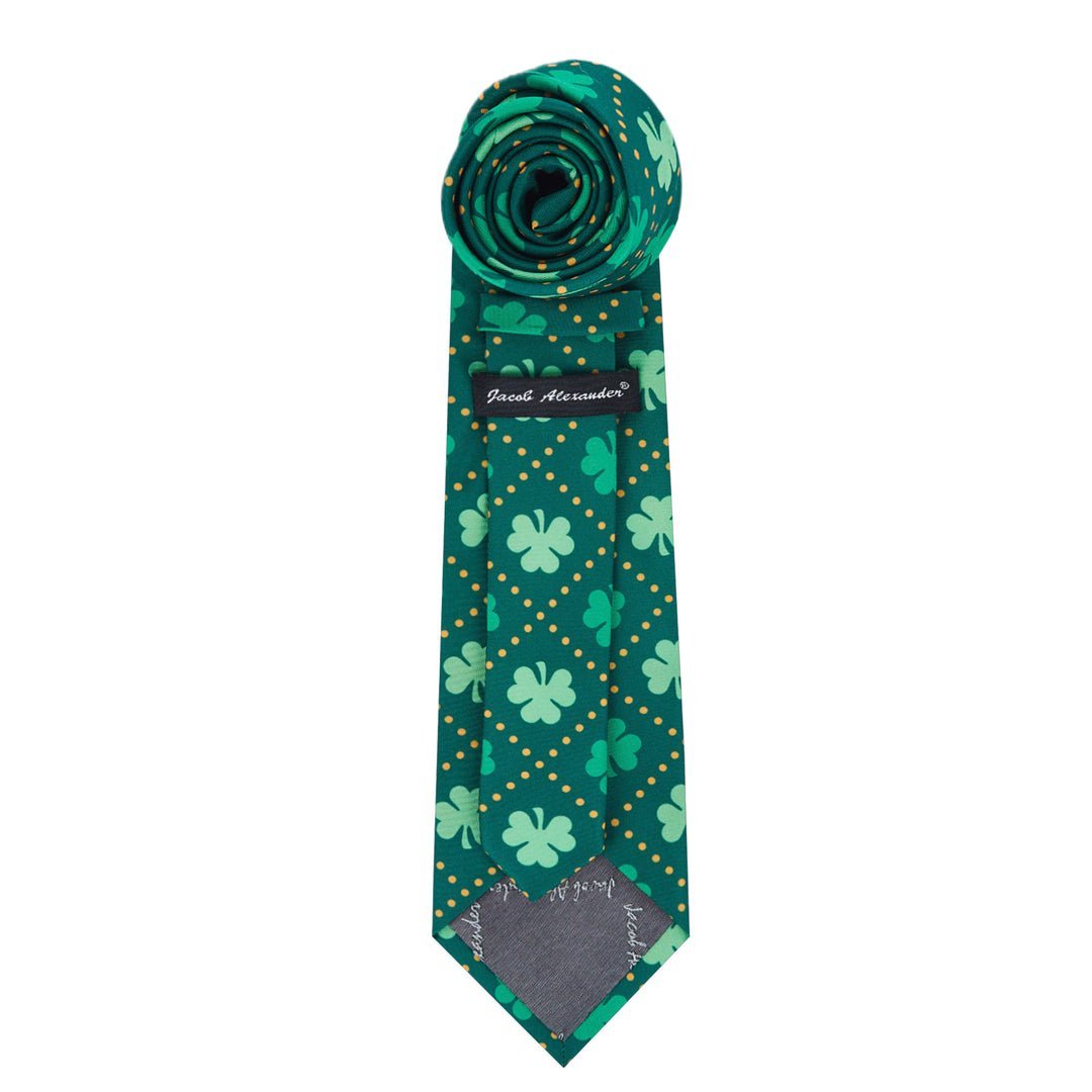 St. Patrick's Shamrock in Diamond Shape Dotted Lines Tie