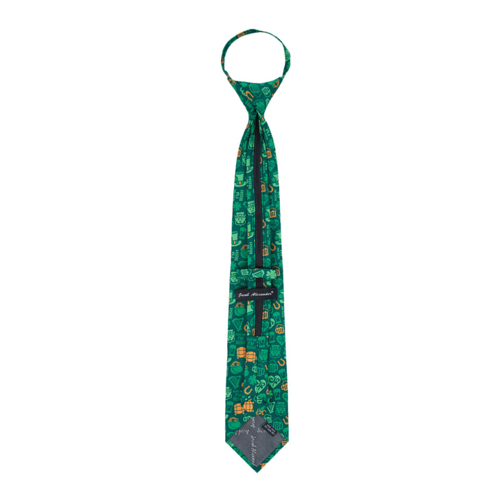 St. Patrick's Kiss Me I'm Irish Lucky Symbols Zipper Tie