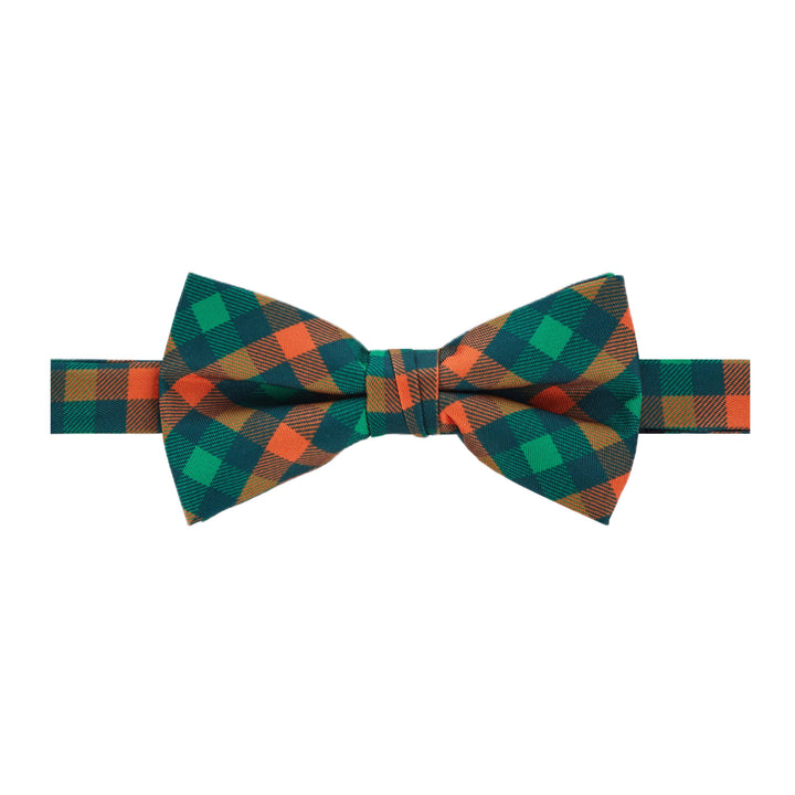 St. Patrick's Diagonal Checkered Plaid Banded Bow Tie