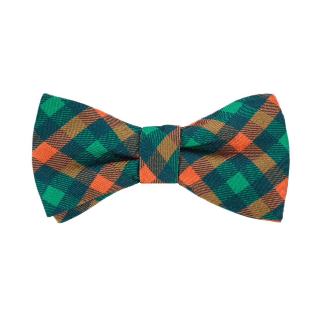 St. Patrick's Diagonal Checkered Plaid Self-Tie Bow Tie