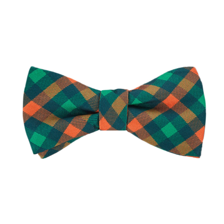 St. Patrick's Diagonal Checkered Plaid Self-Tie Bow Tie