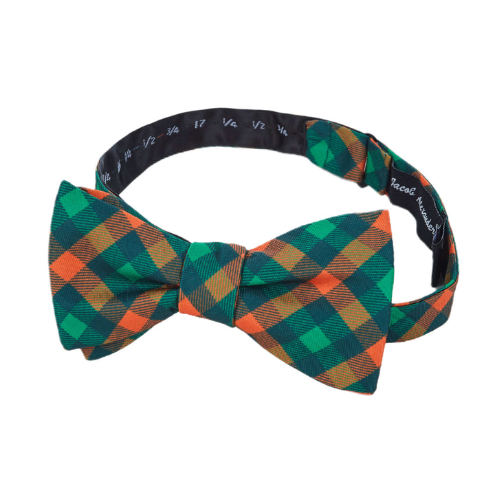St. Patrick's Diagonal Checkered Plaid Self-Tie Bow Tie