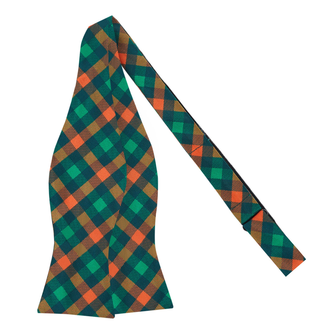 St. Patrick's Diagonal Checkered Plaid Self-Tie Bow Tie