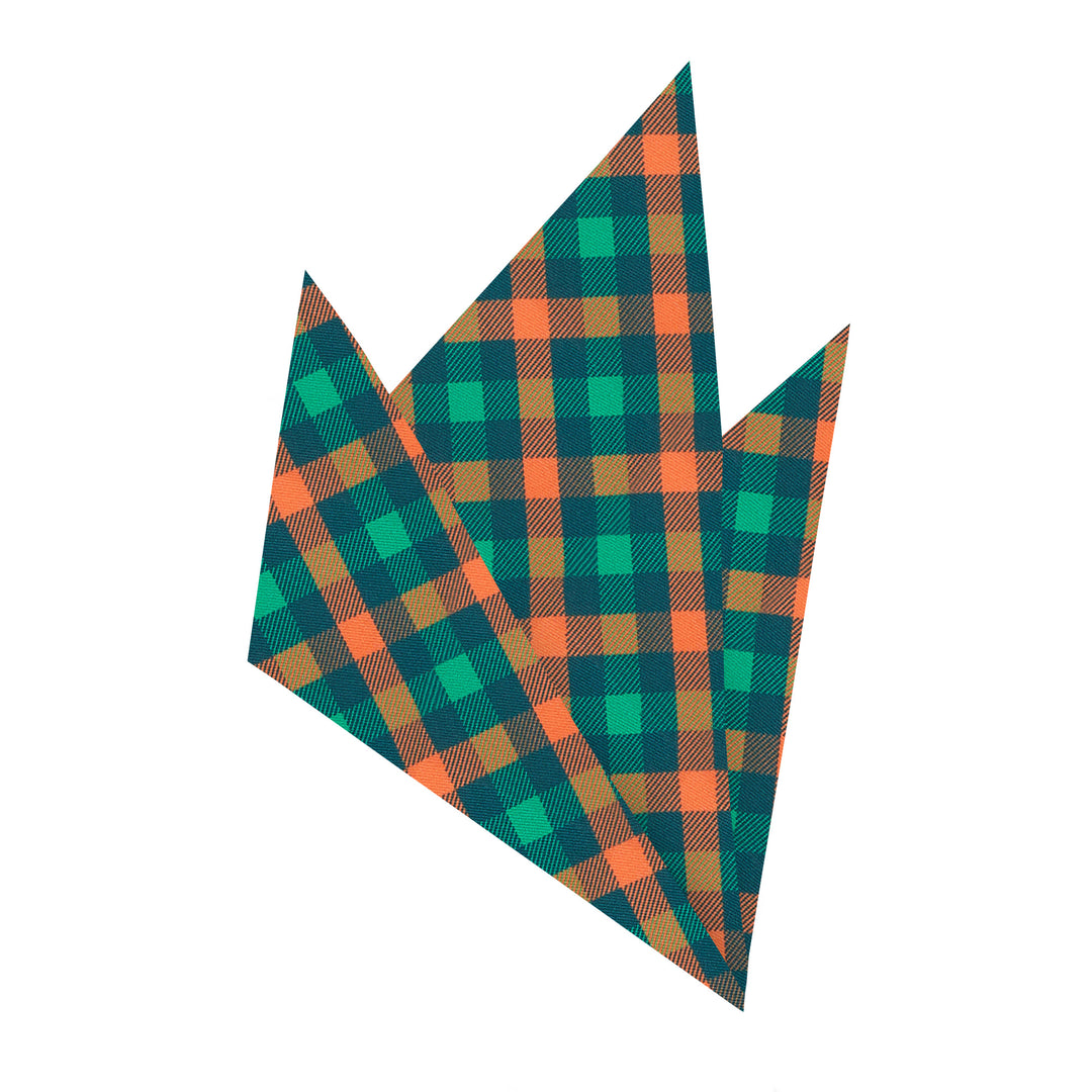St. Patrick's Diagonal Checkered Plaid Pocket Square