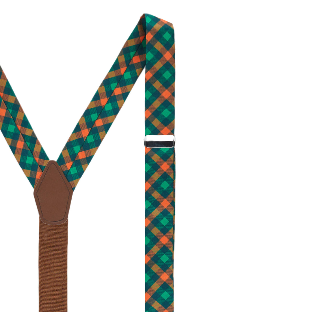 St. Patrick's Diagonal Checkered Plaid Suspenders