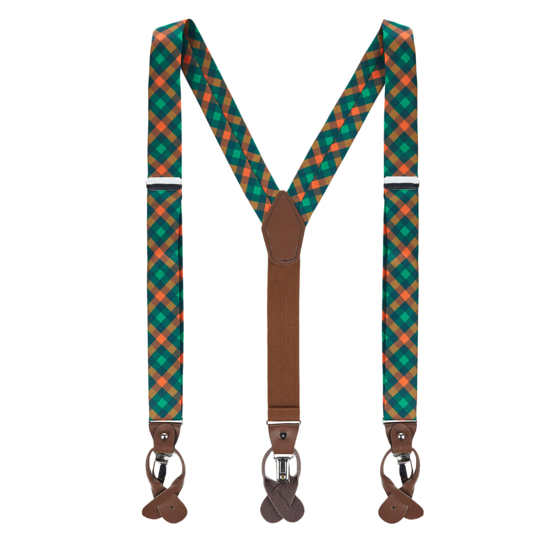 St. Patrick's Diagonal Checkered Plaid Suspenders