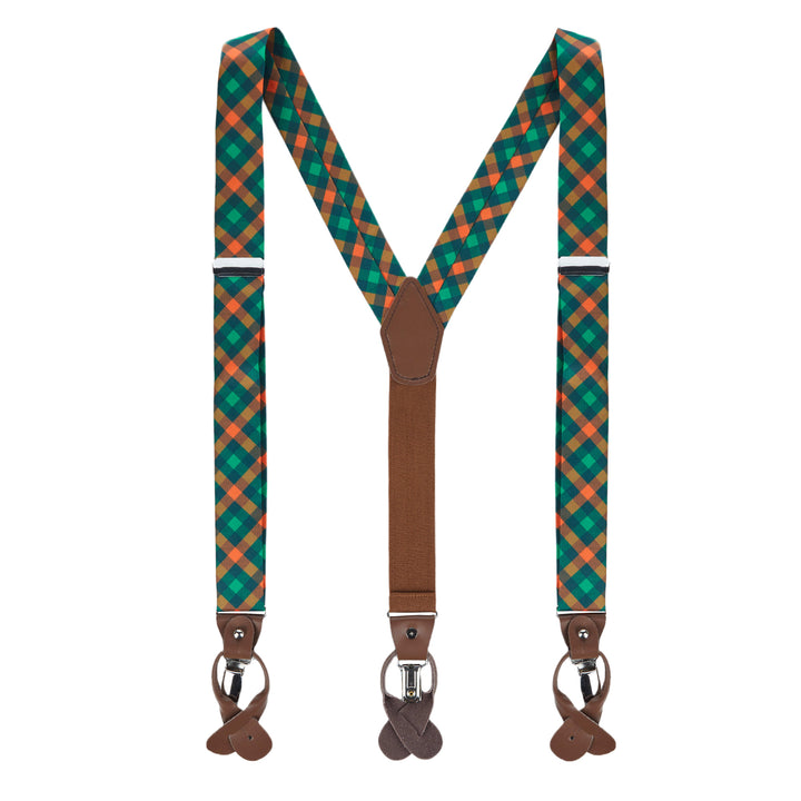 St. Patrick's Diagonal Checkered Plaid Suspenders