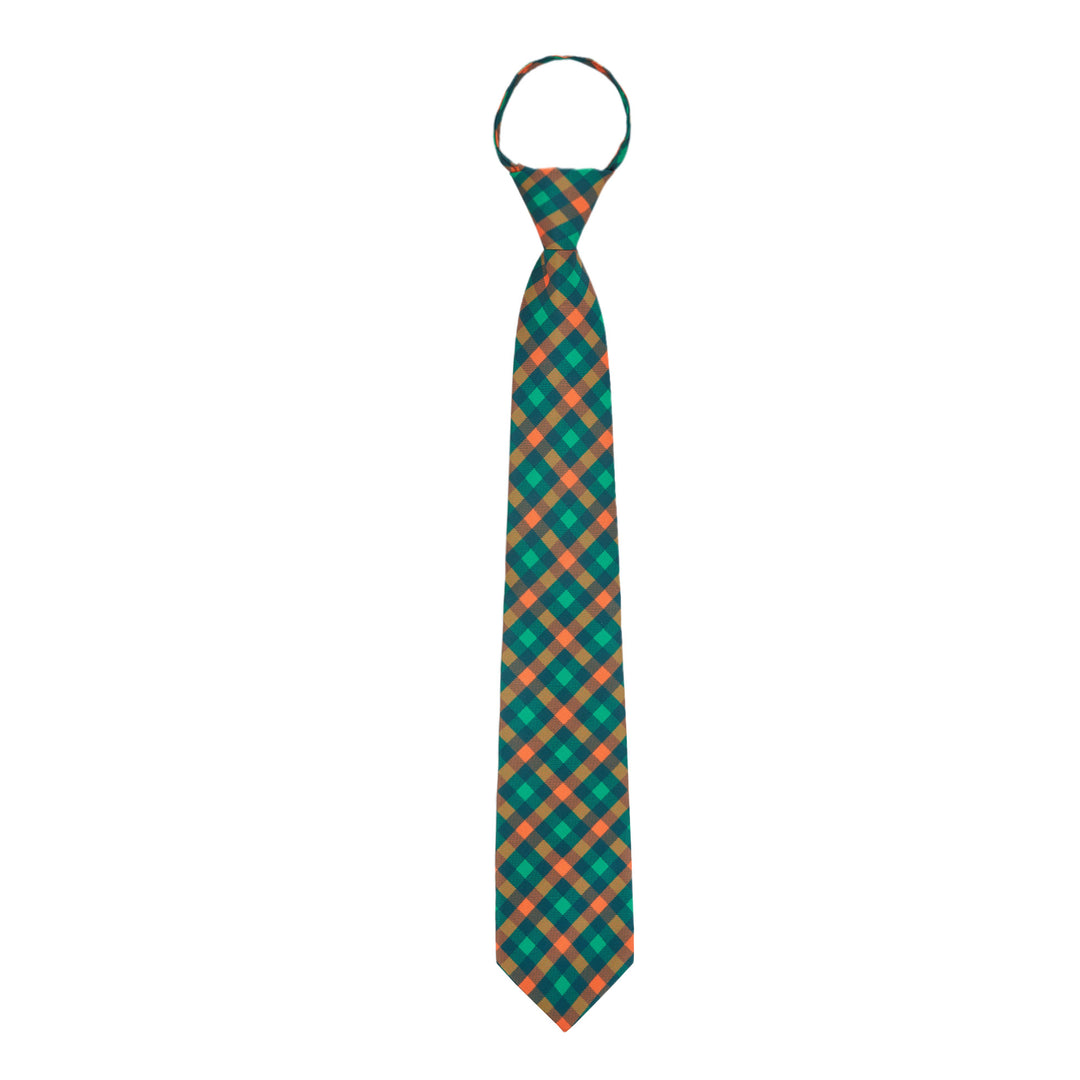 St. Patrick's Diagonal Checkered Plaid Zipper Tie