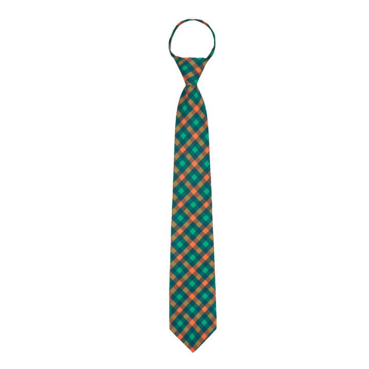St. Patrick's Diagonal Checkered Plaid Zipper Tie