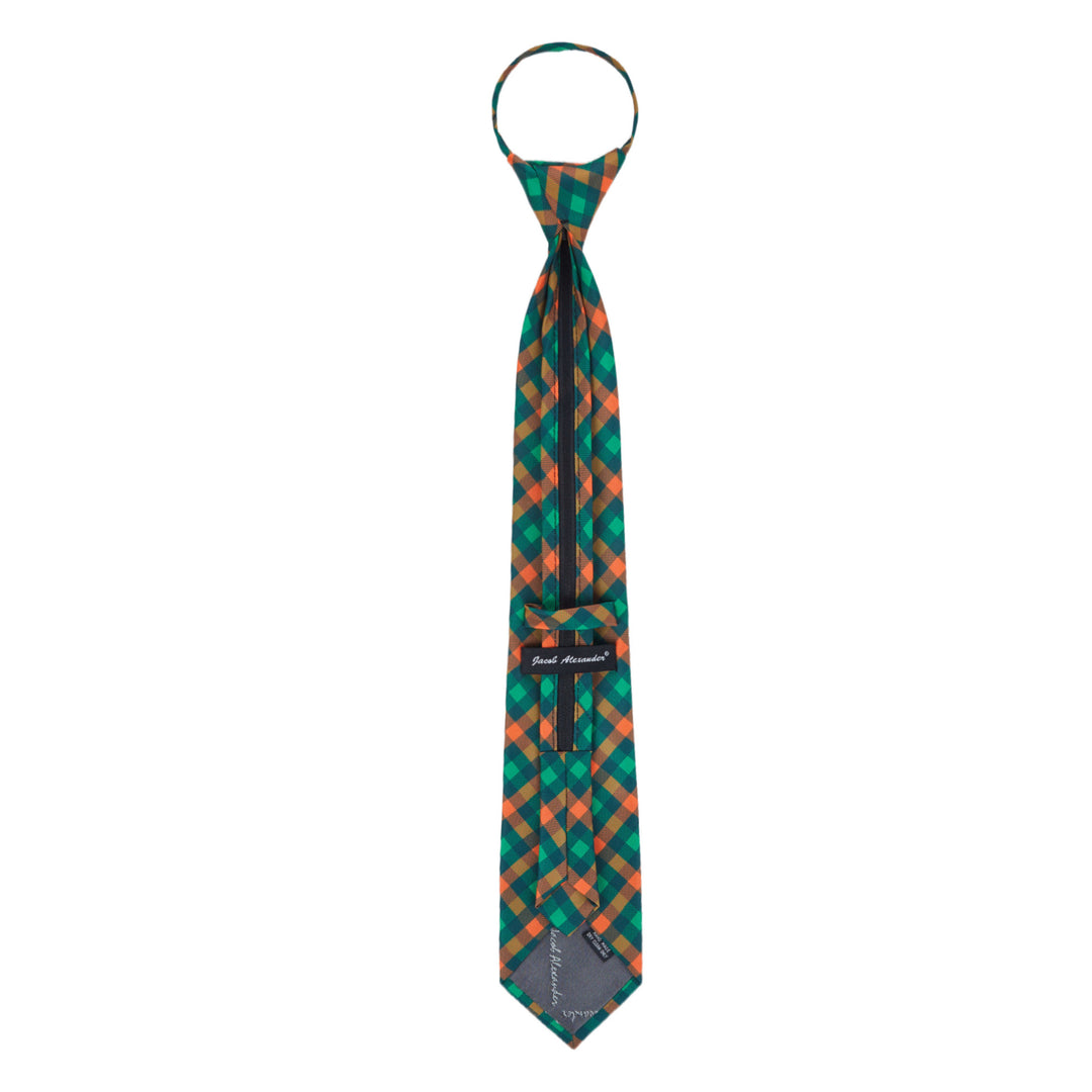 St. Patrick's Diagonal Checkered Plaid Zipper Tie