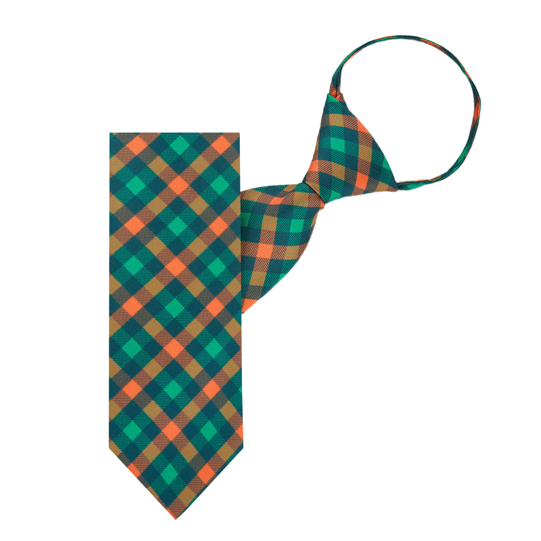 St. Patrick's Diagonal Checkered Plaid Zipper Tie