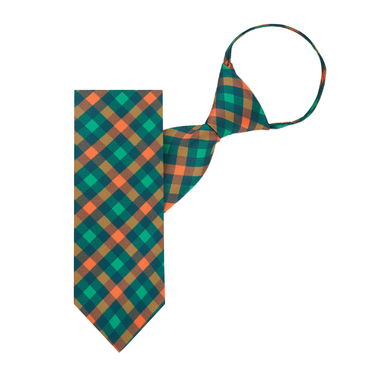 St. Patrick's Diagonal Checkered Plaid Zipper Tie