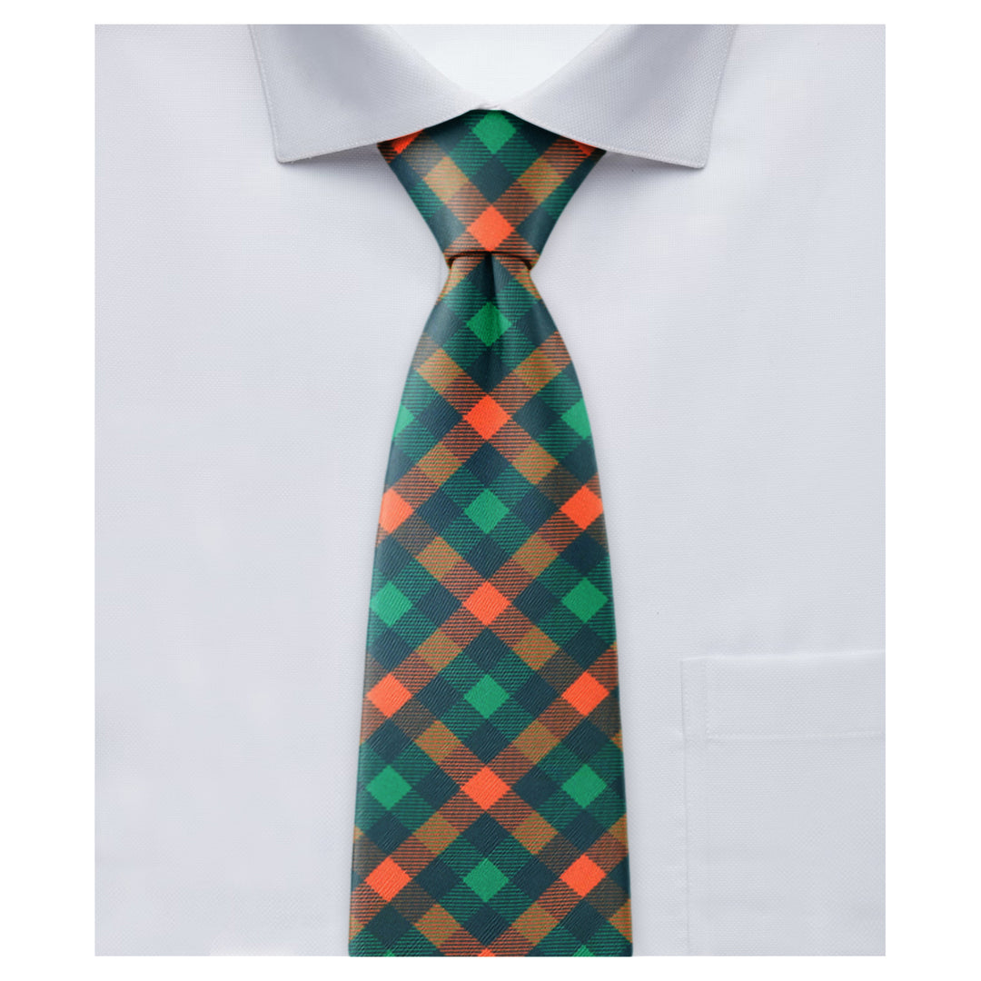 St. Patrick's Diagonal Checkered Plaid Extra Long Tie