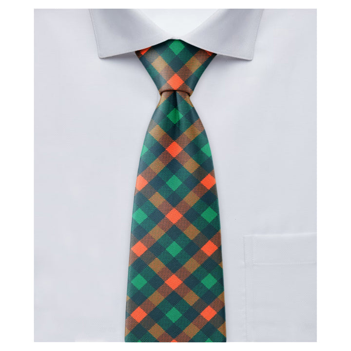 St. Patrick's Diagonal Checkered Plaid Extra Long Tie