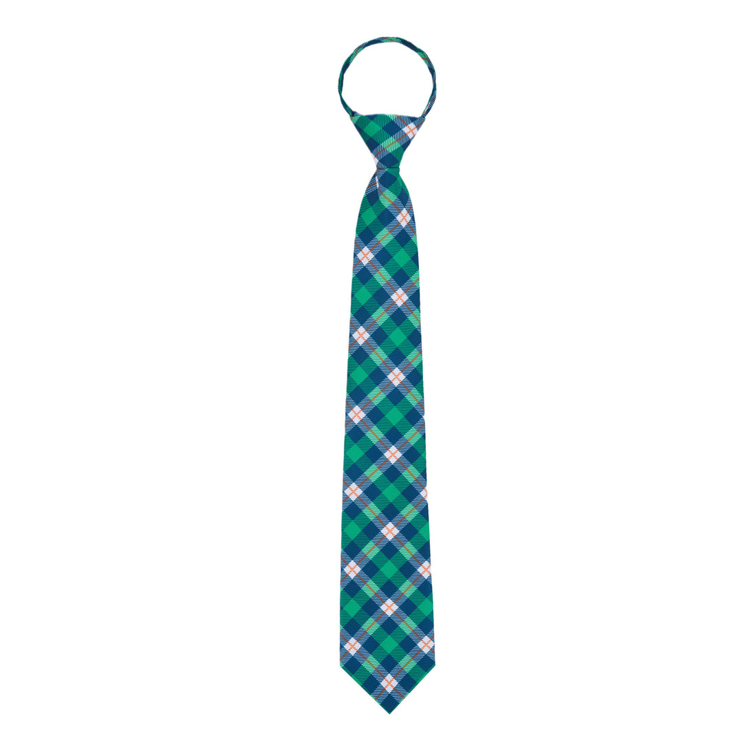 St. Patrick's Tartan Plaid Diagonal Zipper Tie