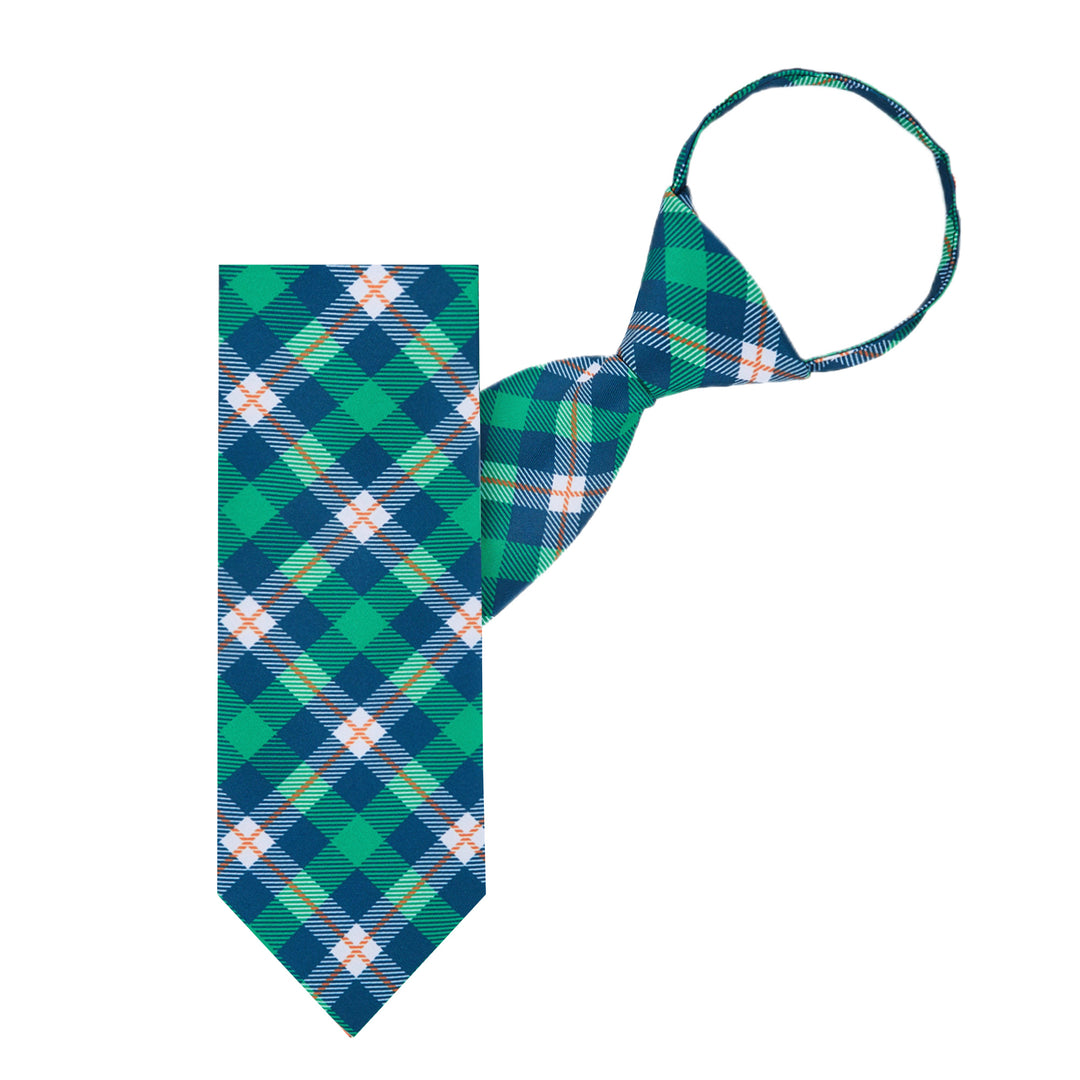 St. Patrick's Tartan Plaid Diagonal Zipper Tie