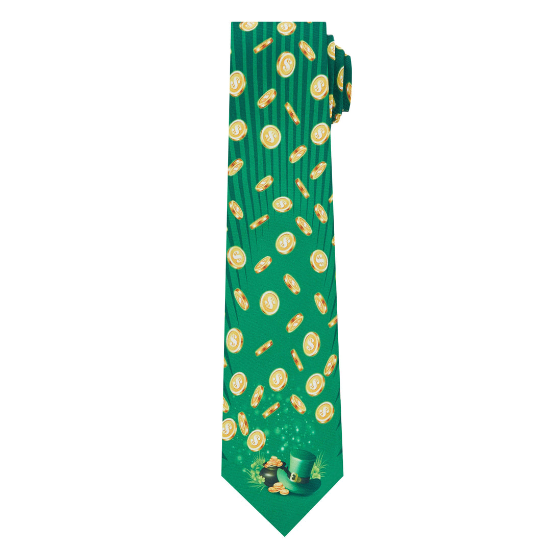 St. Patrick's Golden Coins Leprechaun Hat Extra Long Tie