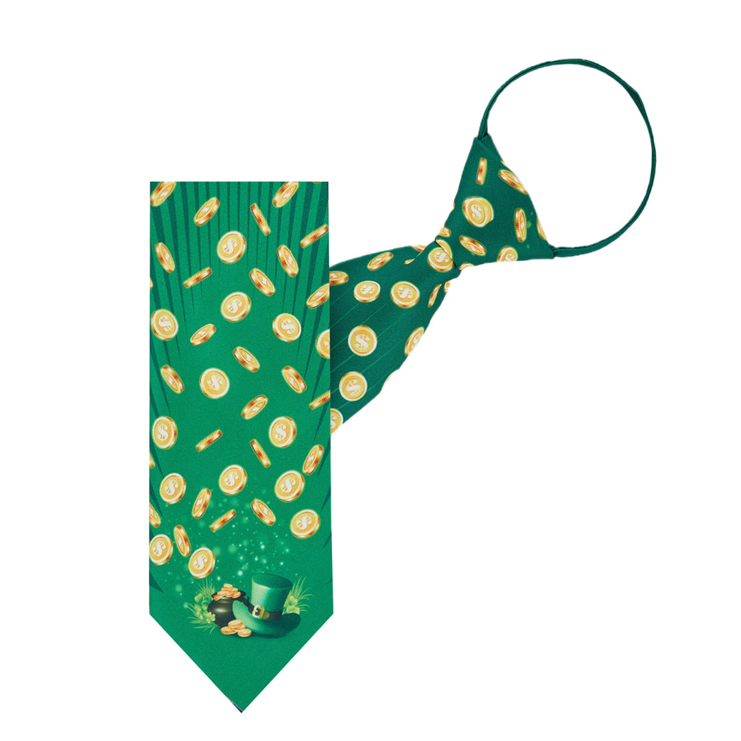 St. Patrick's Golden Coins Leprechaun Hat Zipper Tie