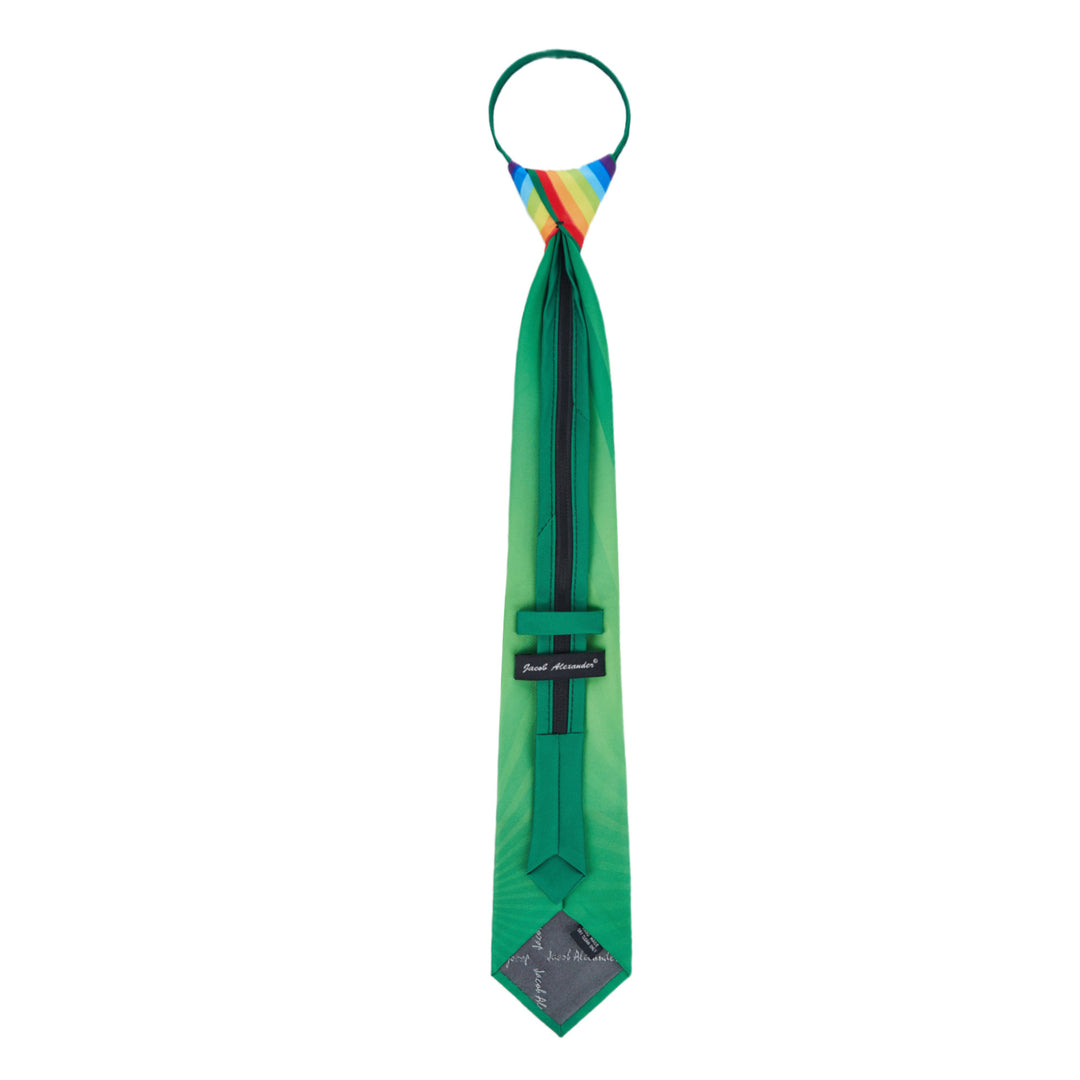 St. Patrick's Colorful Rainbow with Four-Leaf Clover Zipper Tie