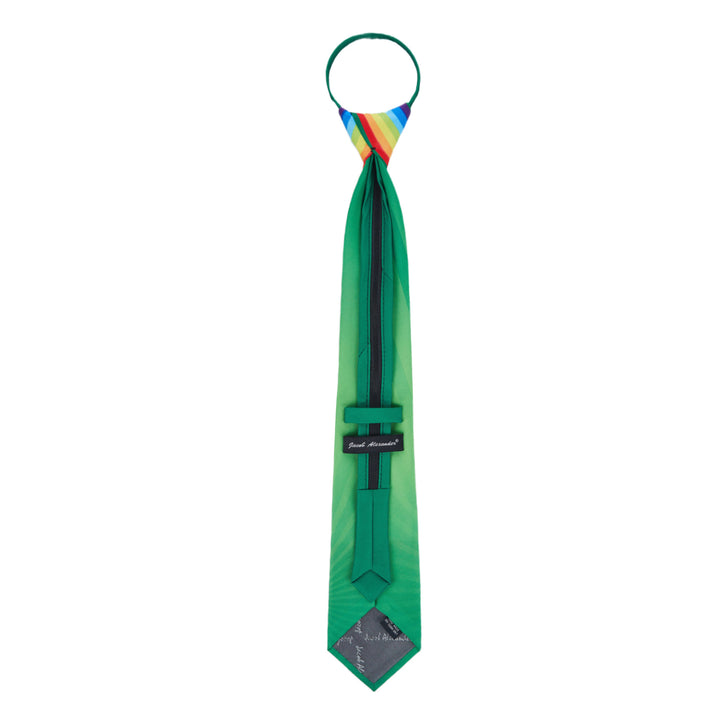 St. Patrick's Colorful Rainbow with Four-Leaf Clover Zipper Tie