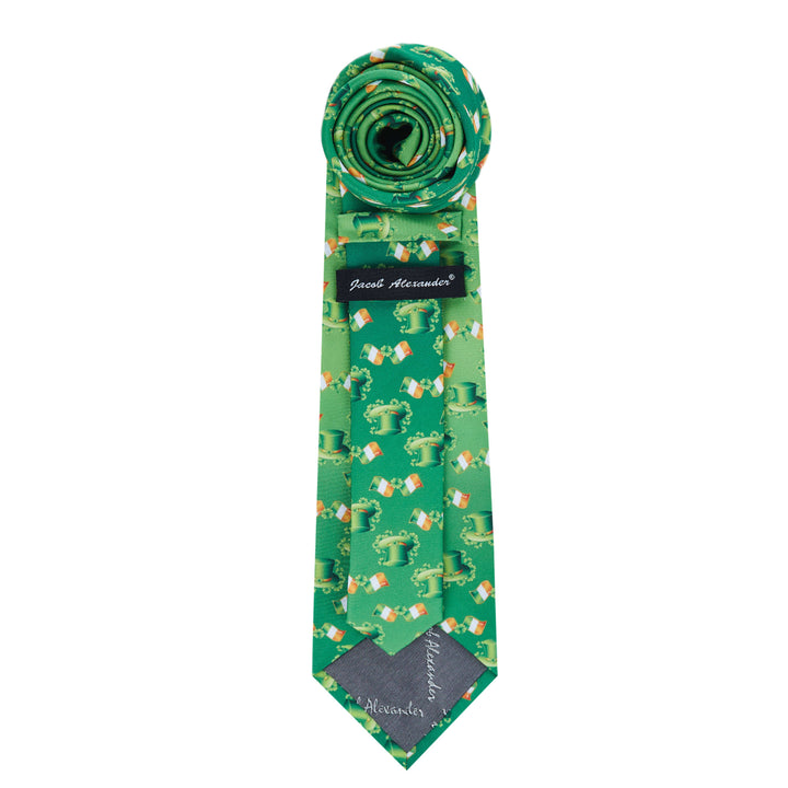 St. Patrick's Day Leprechaun Hat Ireland Flag Diagonal Extra Long Tie