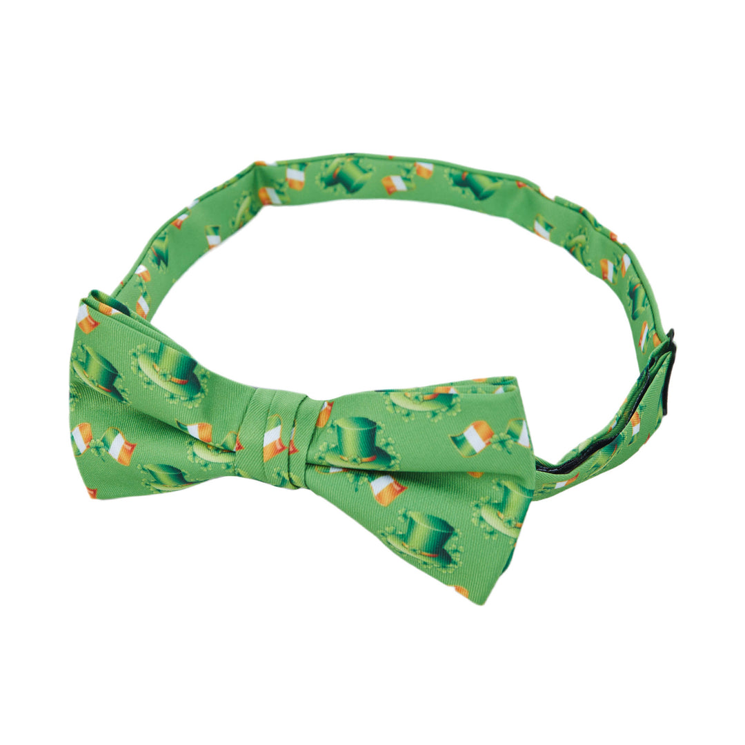 St. Patrick's Day Leprechaun Hat Ireland Flag Diagonal Banded Bow Tie