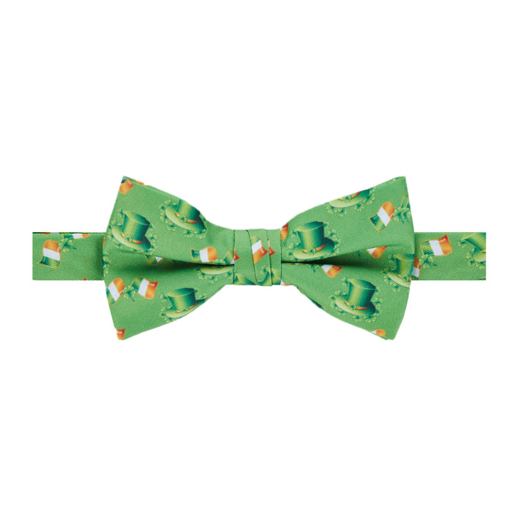 St. Patrick's Day Leprechaun Hat Ireland Flag Diagonal Banded Bow Tie