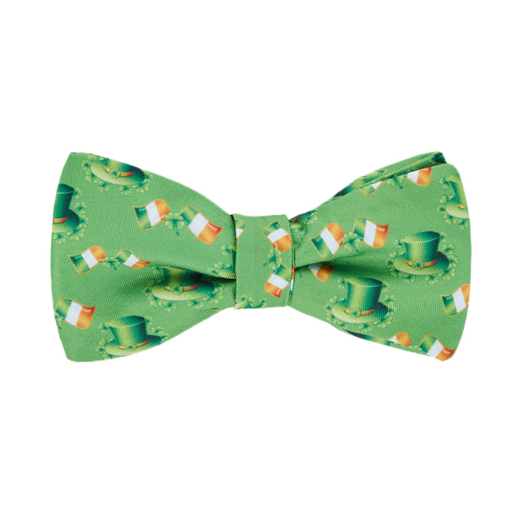 St. Patrick's Day Leprechaun Hat Ireland Flag Diagonal Self-Tie Bow Tie