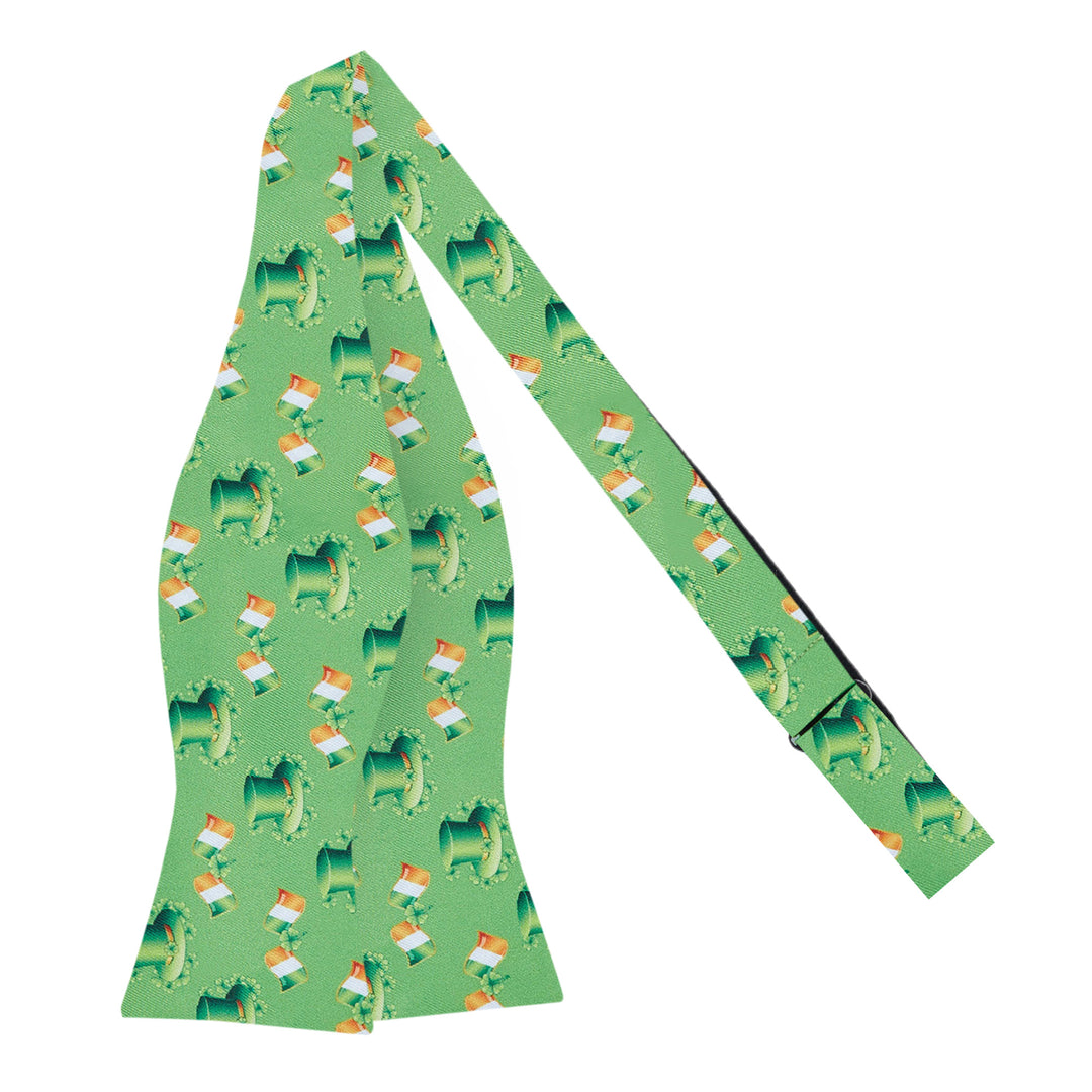 St. Patrick's Day Leprechaun Hat Ireland Flag Diagonal Self-Tie Bow Tie