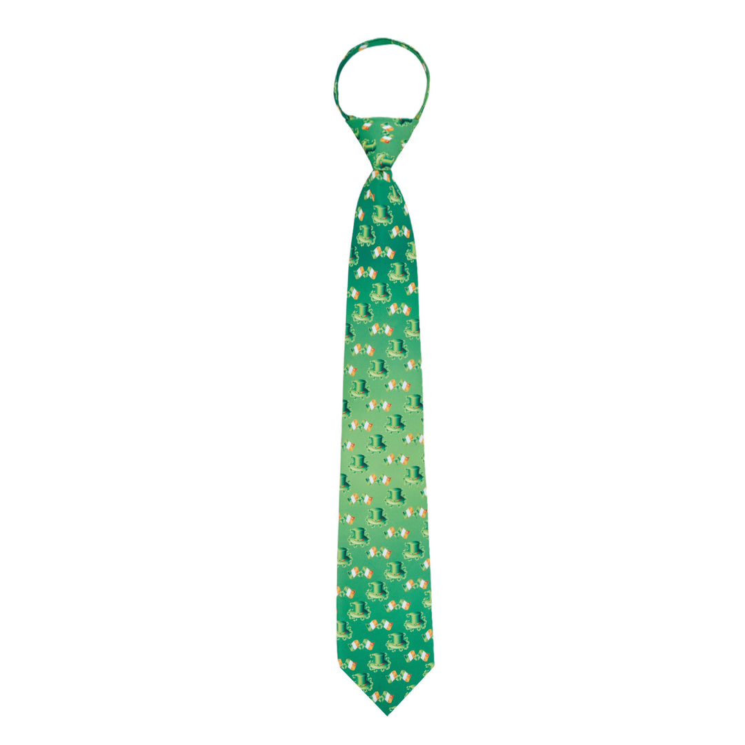 St. Patrick's Day Leprechaun Hat Ireland Flag Diagonal Zipper Tie
