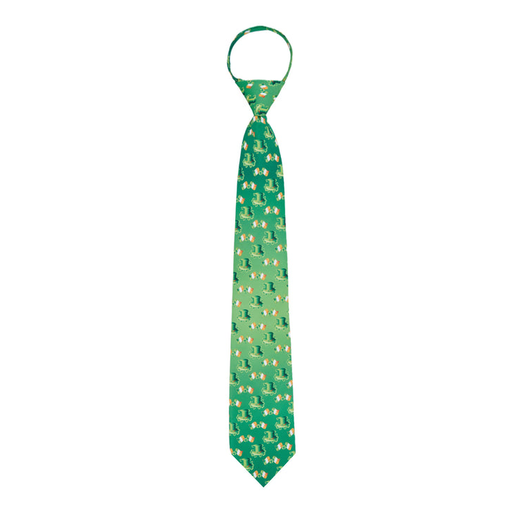 St. Patrick's Day Leprechaun Hat Ireland Flag Diagonal Zipper Tie