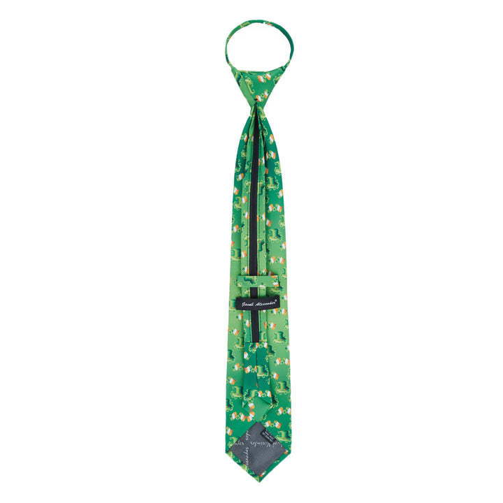 St. Patrick's Day Leprechaun Hat Ireland Flag Diagonal Zipper Tie