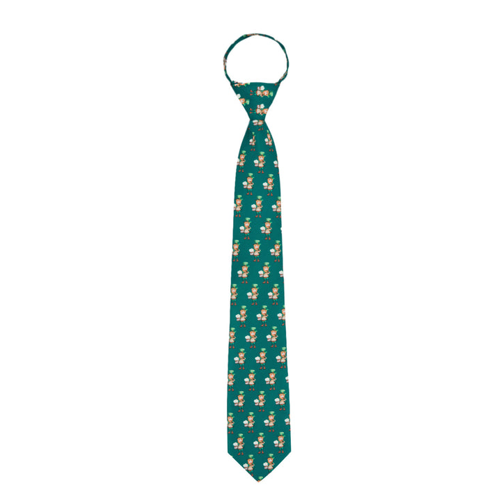 St. Patrick's Day Leprechaun Holding Drinks Zipper Tie - Dark Green