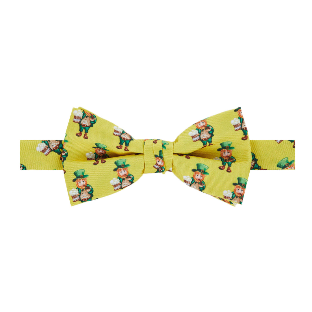 St. Patrick's Day Leprechaun Holding Drinks Banded Bow Tie - Yellow