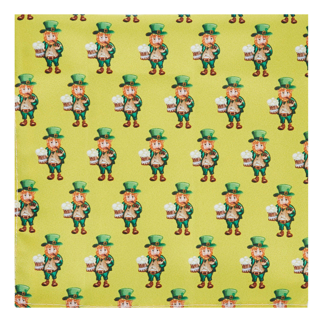 St. Patrick's Day Leprechaun Holding Drinks Pocket Square - Yellow