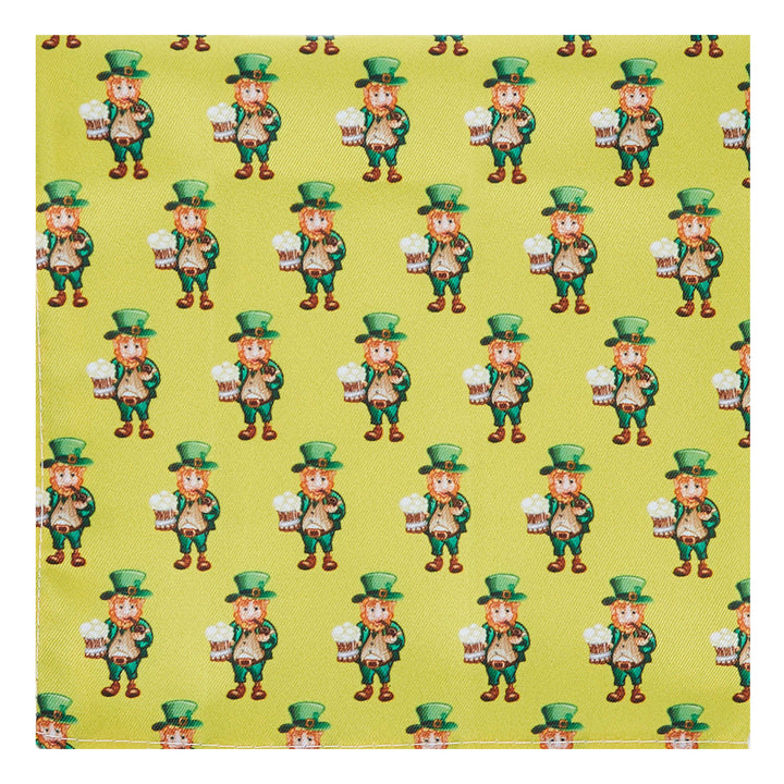 St. Patrick's Day Leprechaun Holding Drinks Pocket Square - Yellow