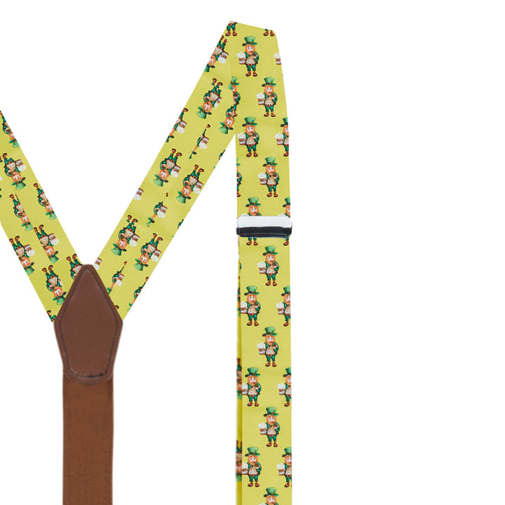 St. Patrick's Day Leprechaun Holding Drinks Suspenders - Yellow