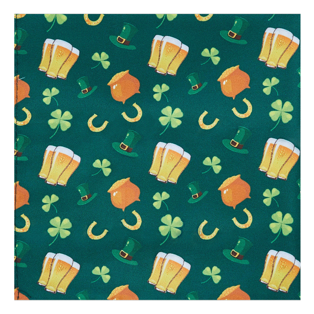 St. Patrick's Lucky Drinks Clovers Hat Gold Horseshoe Pocket Square