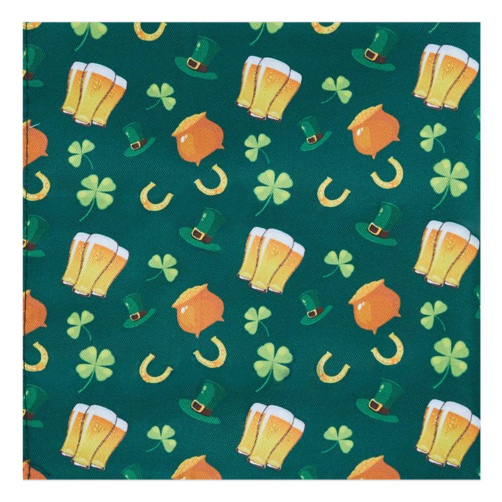 St. Patrick's Lucky Drinks Clovers Hat Gold Horseshoe Pocket Square