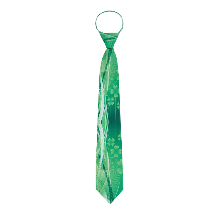 St. Patrick's Abstract Wavy Four-Leaf Clover Stars Zipper Tie