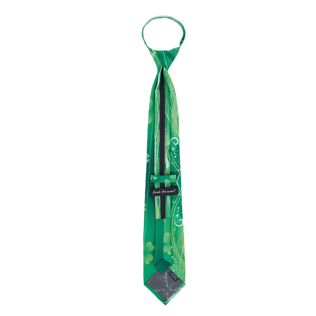 St. Patrick's Abstract Wavy Four-Leaf Clover Stars Zipper Tie