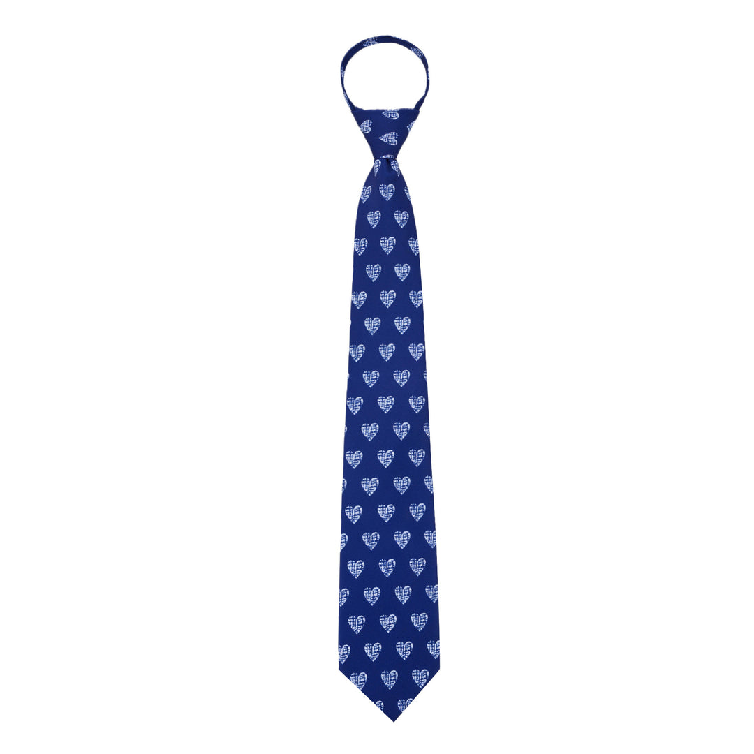 Valentine's White Hearts Zipper Tie