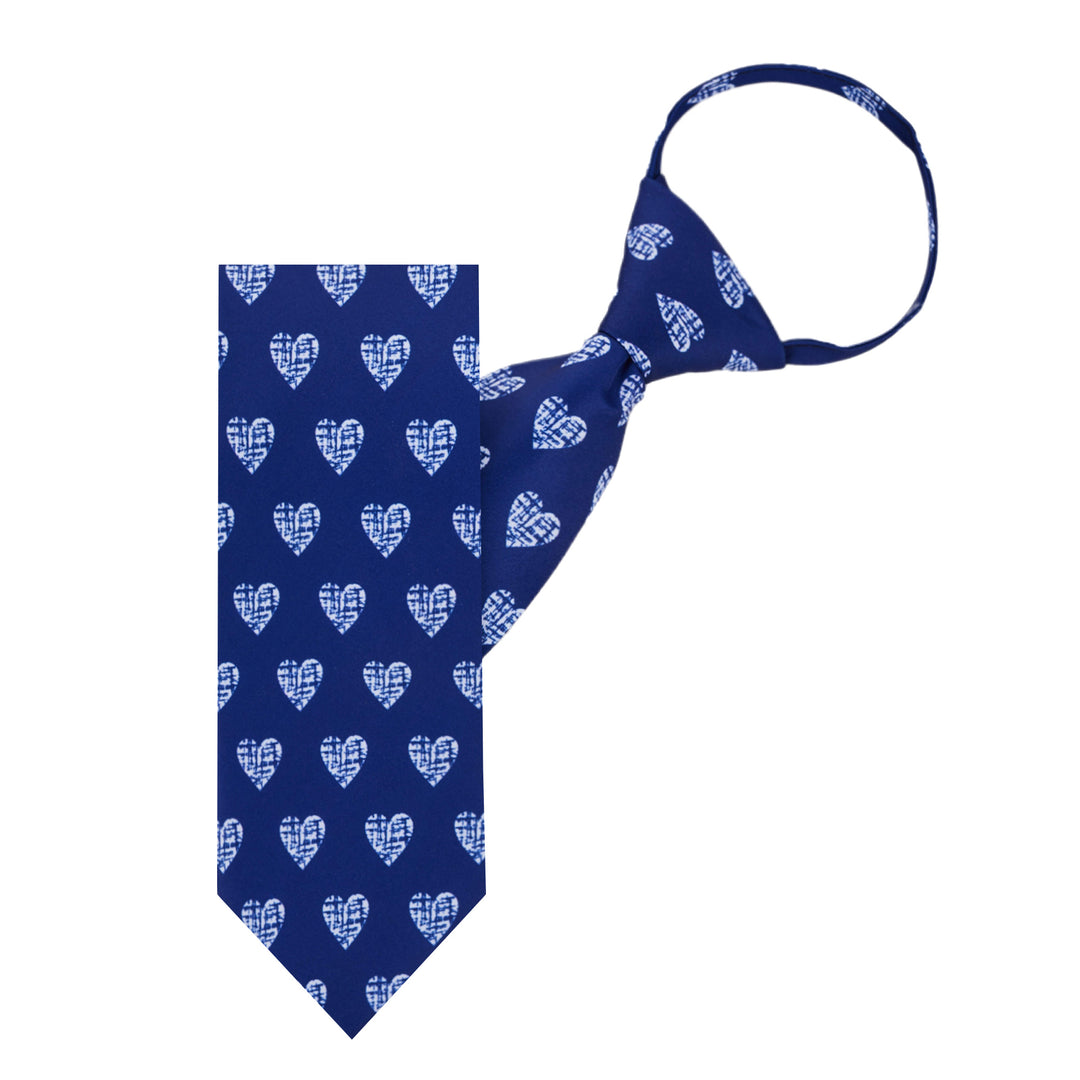 Valentine's White Hearts Zipper Tie