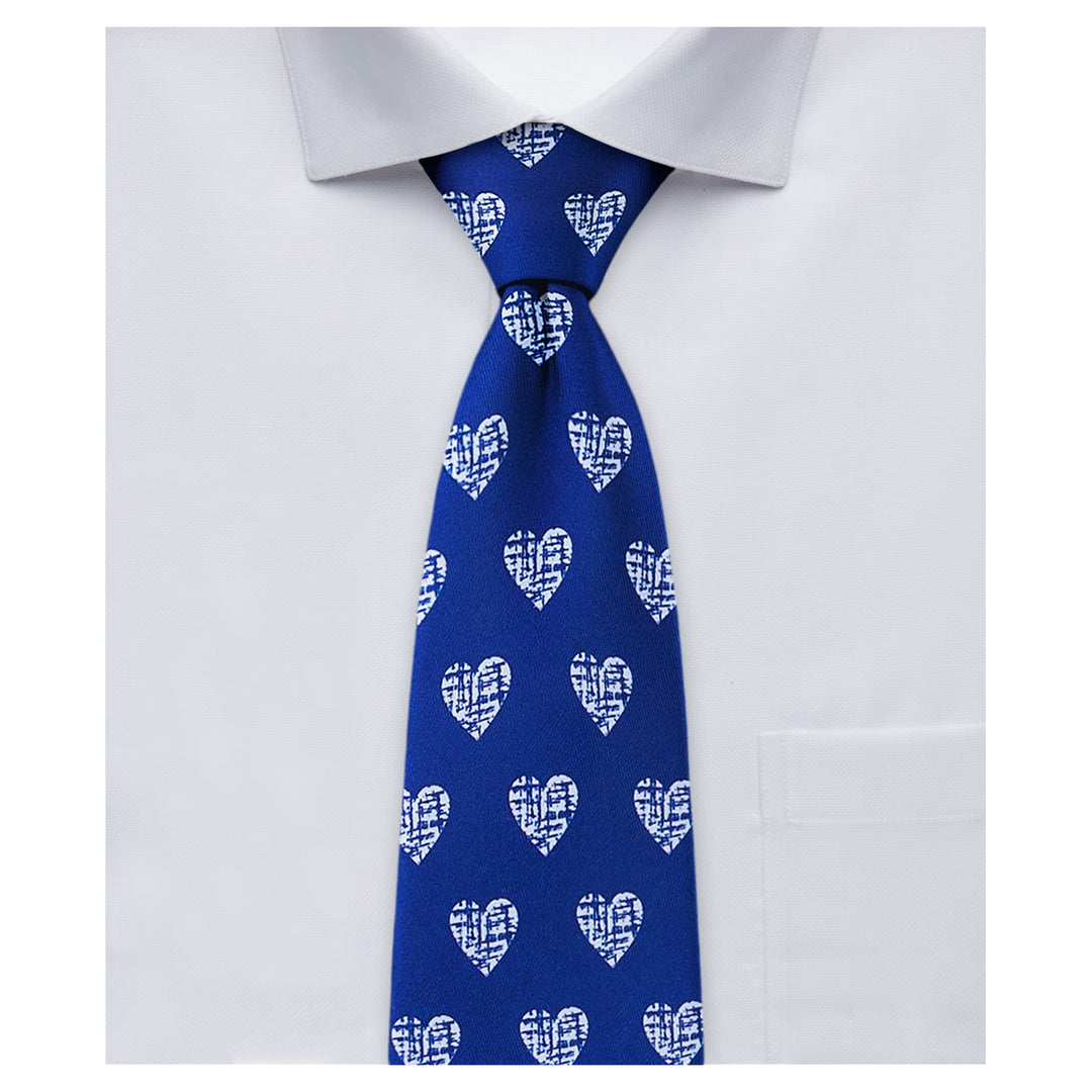 Valentine's White Hearts Extra Long Tie