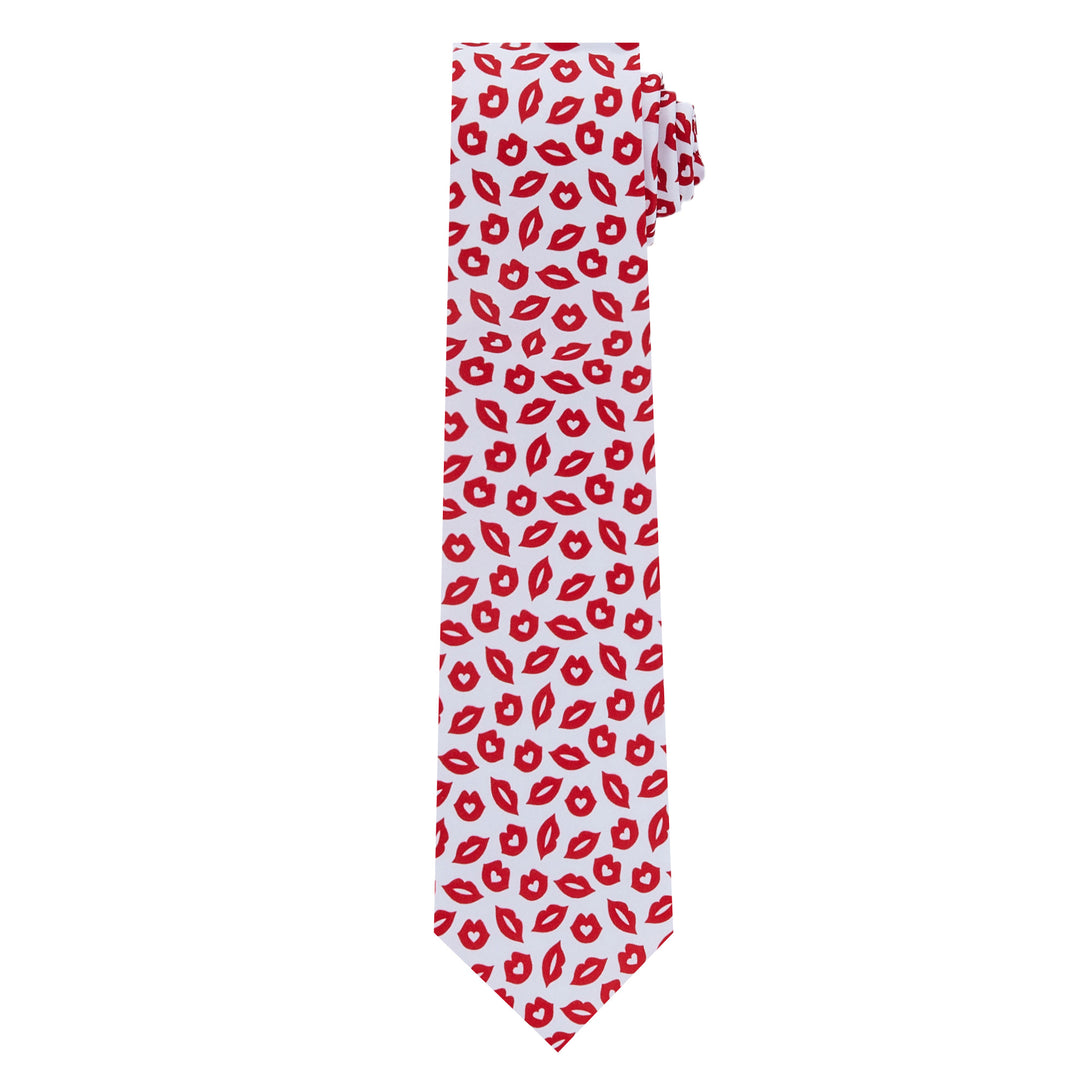 Valentine's Day Red Lips Kisses Extra Long Tie