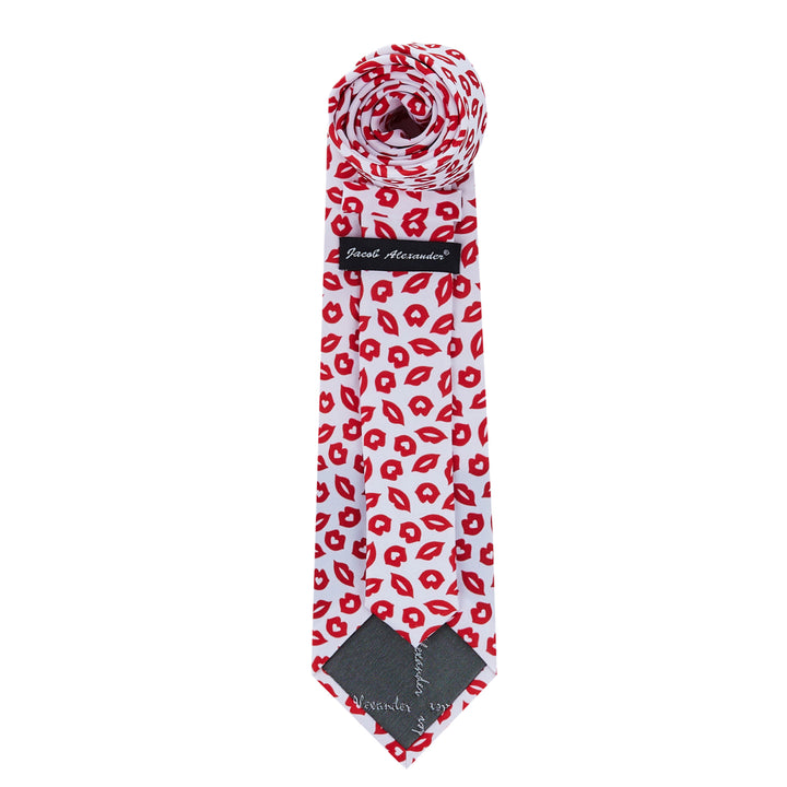 Valentine's Day Red Lips Kisses Extra Long Tie